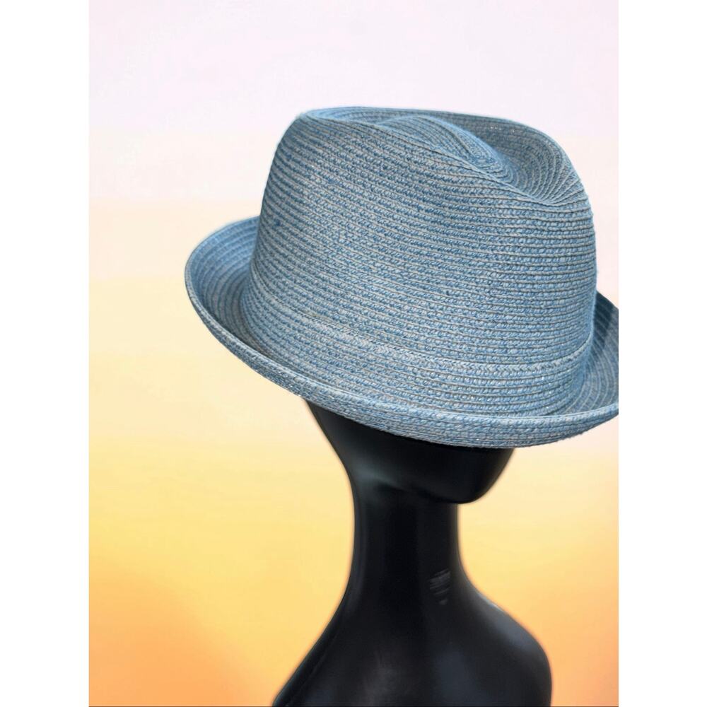 Bailey of Hollywood Light Blue Paper Blend Fedora Trilby Hat L Lightweight - Picture 8 of 11